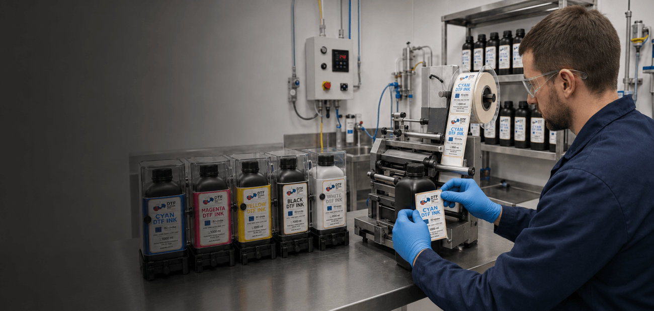 DTF ink, European DTF ink manufacturer, DTF ink supplier, wholesale DTF ink, white DTF ink, CMYK DTF ink, DTF cleaning solution, DTF printhead cleaner,91